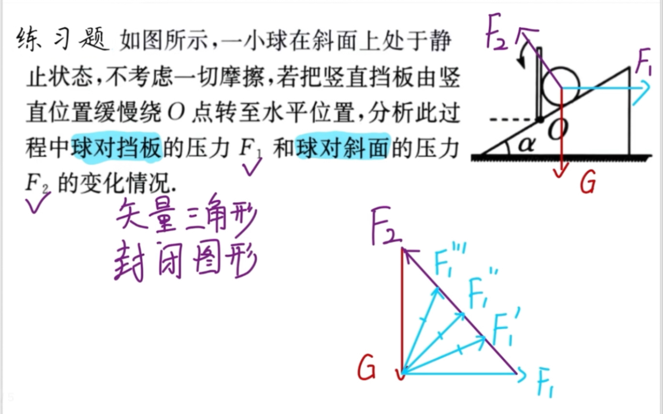 高一物理必修1共点力平衡之矢量三角形模型