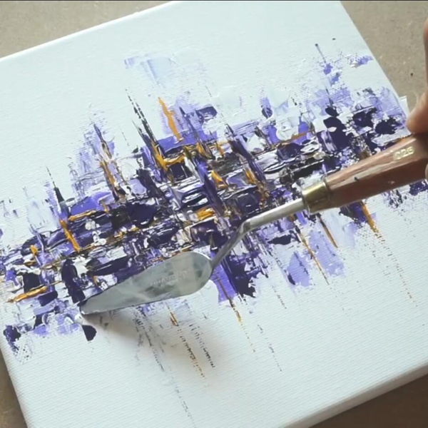 丙烯画】【绘画教程】【抽象画】紫罗兰-VIOLET - Acrylic