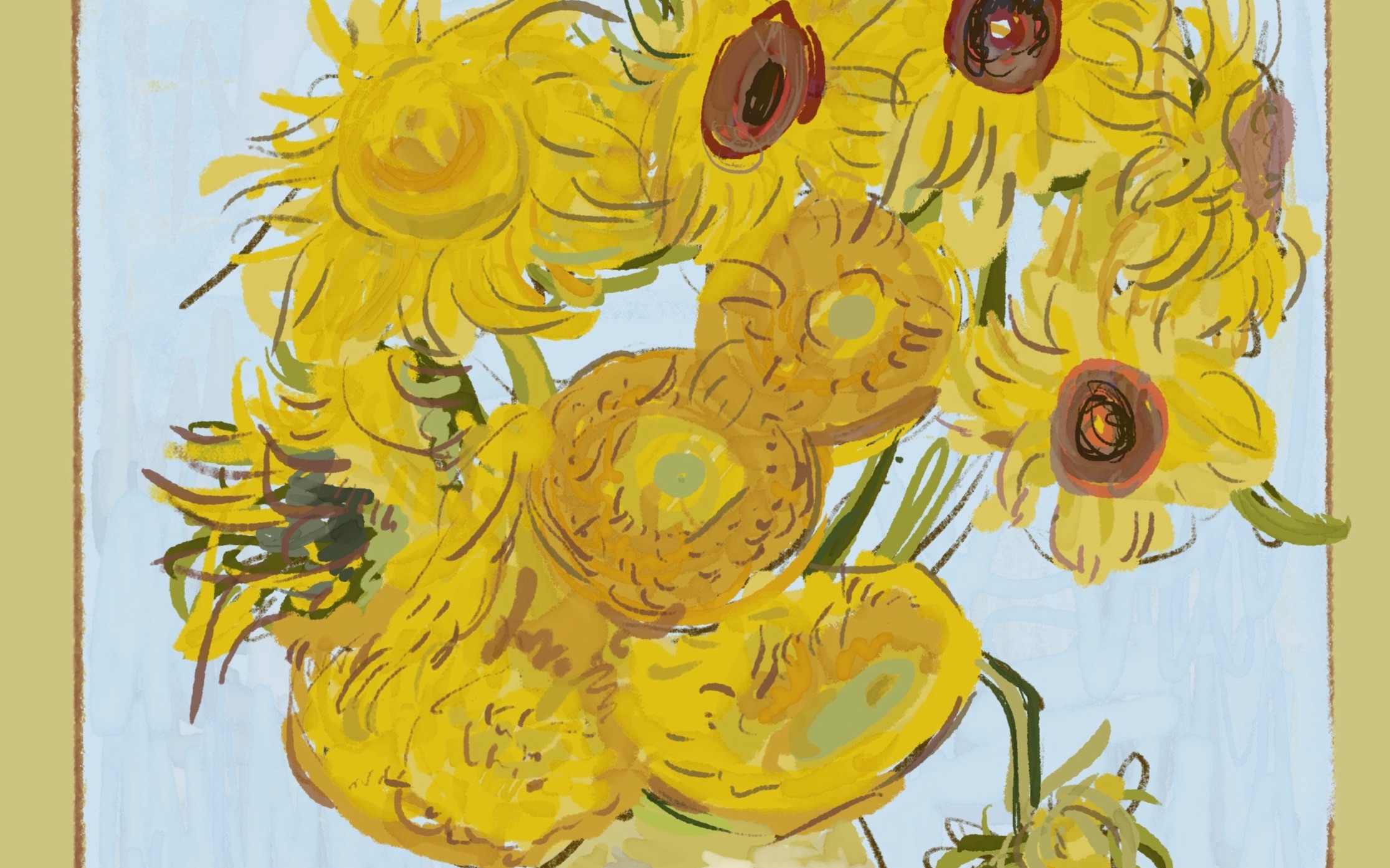 活动作品梵高向日葵procreate临摹手绘练习绘画过程分享