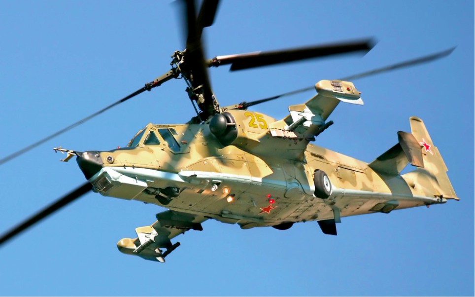 俄罗斯苏联卡ka50黑鲨武装直升机2007航展飞行表演