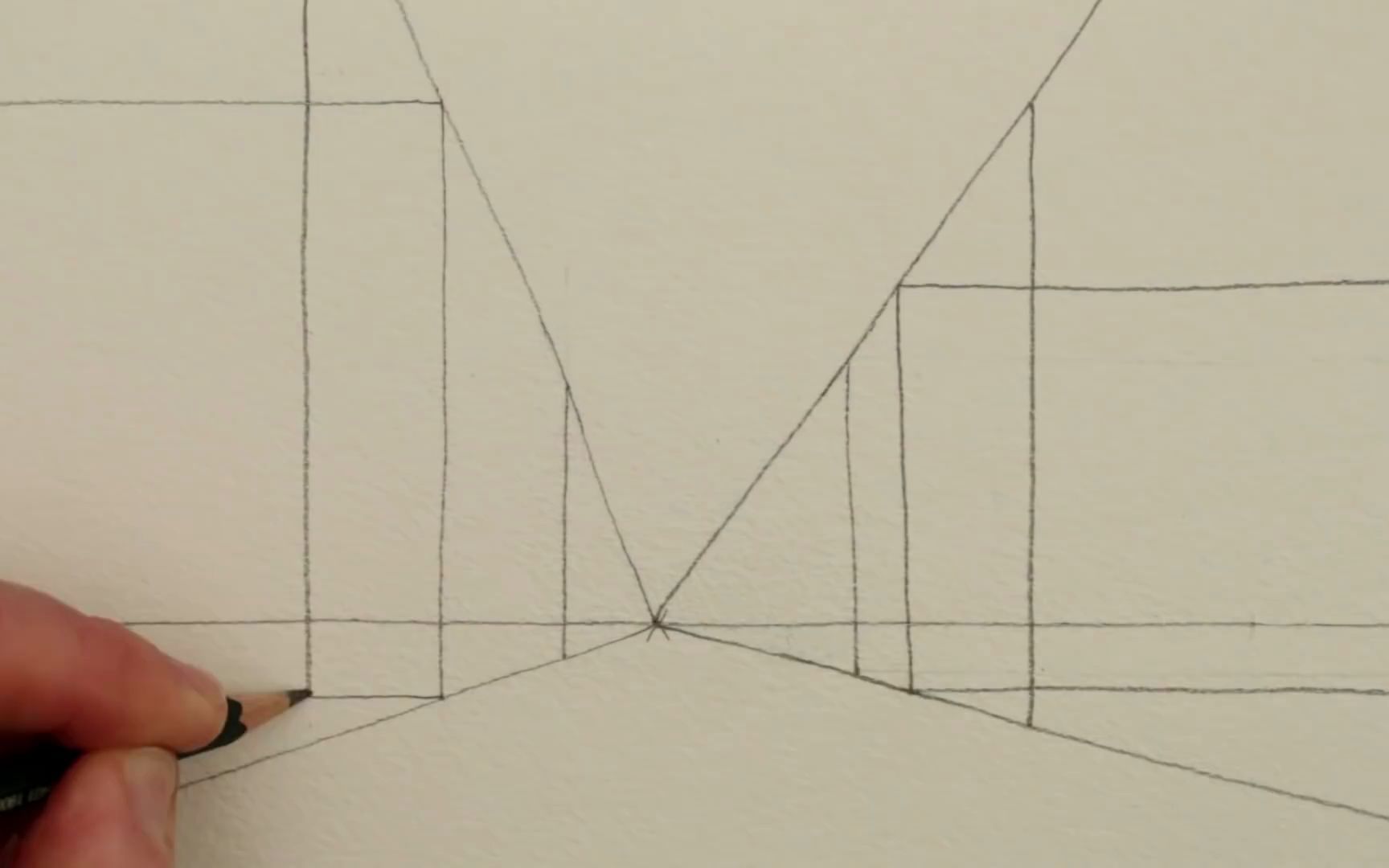 素描如何绘制曼哈顿大桥的单点透视图