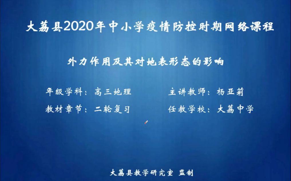 杨亚莉 外力的作用及其对地表形态的影响哔哩哔哩bilibili