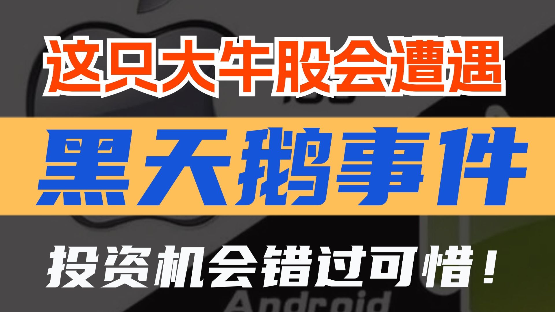 这只大牛股会遭遇黑天鹅事件,这样的投资机会错过可惜!哔哩哔哩bilibili