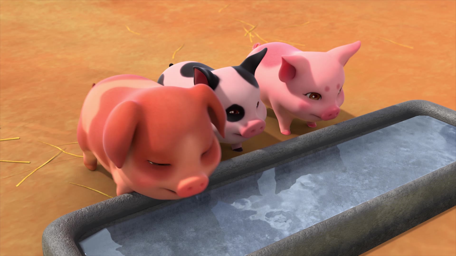 三只小猪喝水,结果其中一只引起众怒