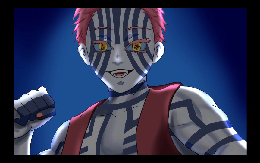 板绘动漫同人绘画鬼灭之刃上弦之月猗窝座