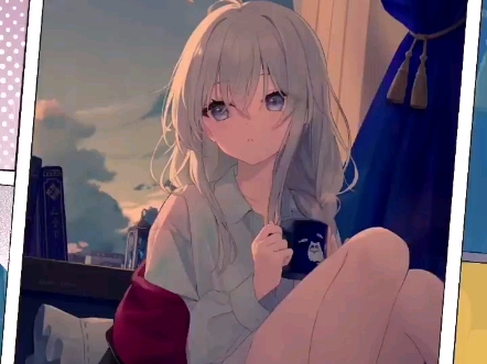 二次元女孩喝茶