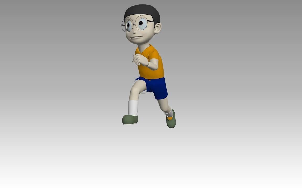 原创有源文件3dmaxvray制作的一个学生简单动画作品3d动画之大雄跑1