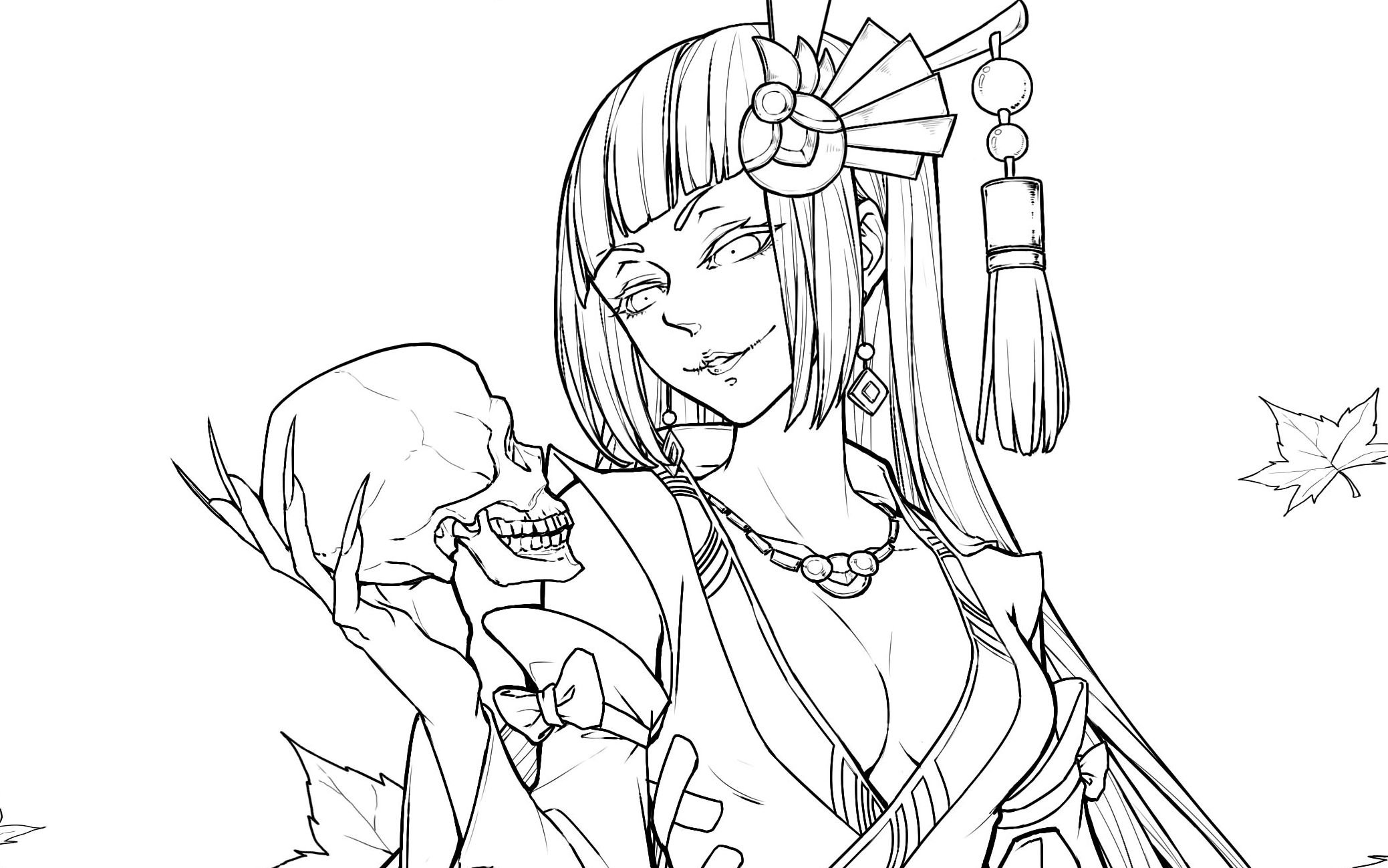 【线稿】阴阳师 鬼女红叶 up主终于诈尸.bgm见简介