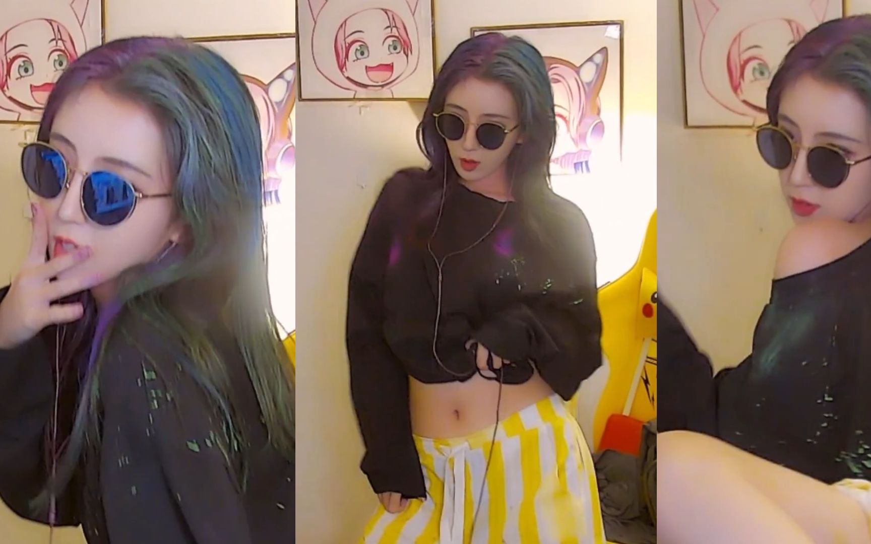 呆妹儿直播跳舞肚子上的肉有点多呀