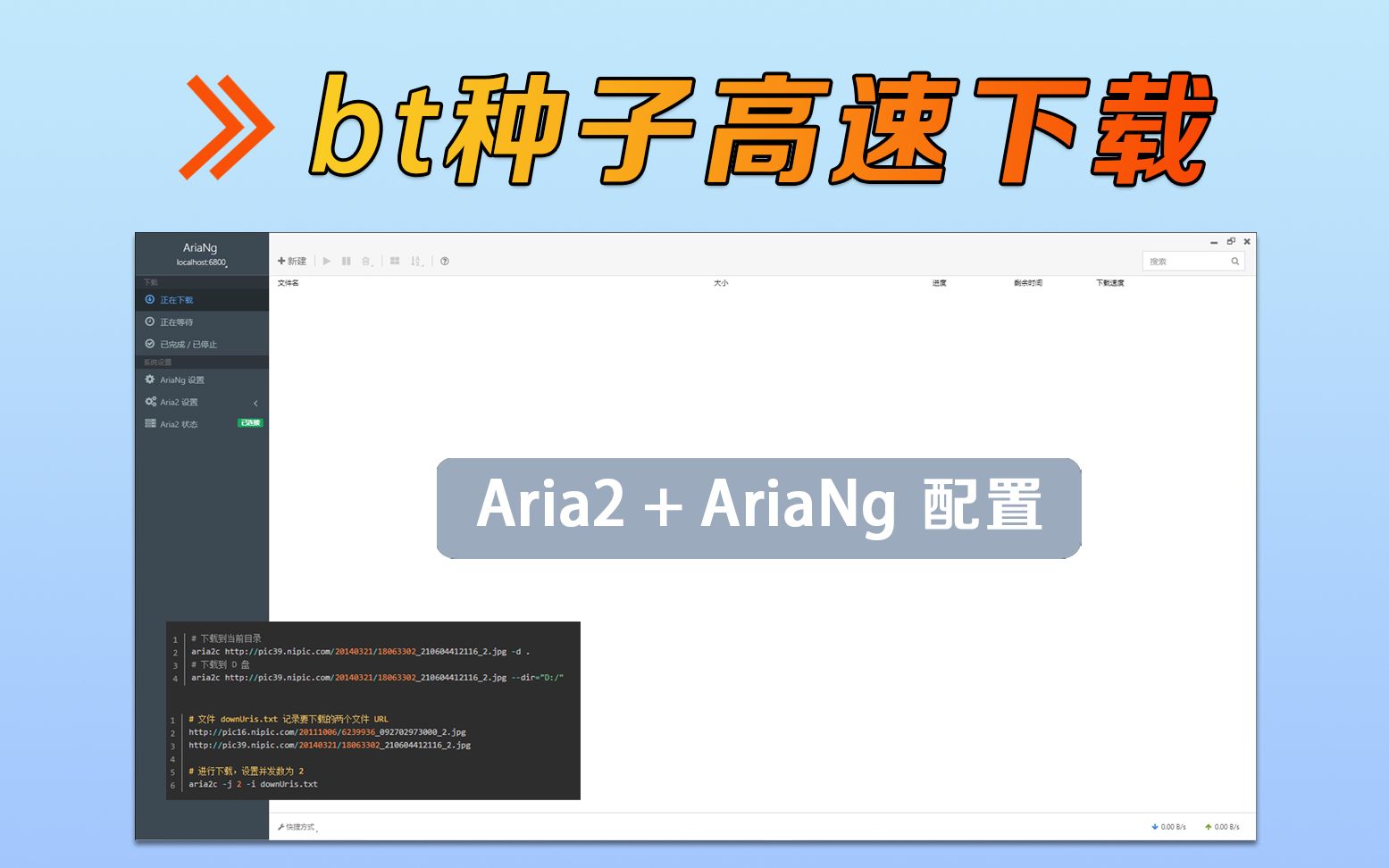 【BT种子下载神器】Aria2+AriaNg配置,实现高速下载哔哩哔哩bilibili