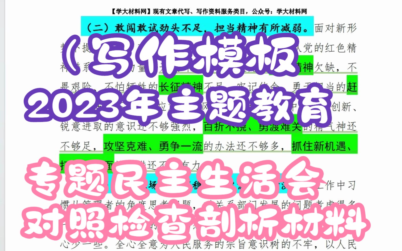 (写作模板)2023年主题教育专题民主生活会对照检查剖析材料哔哩哔哩bilibili