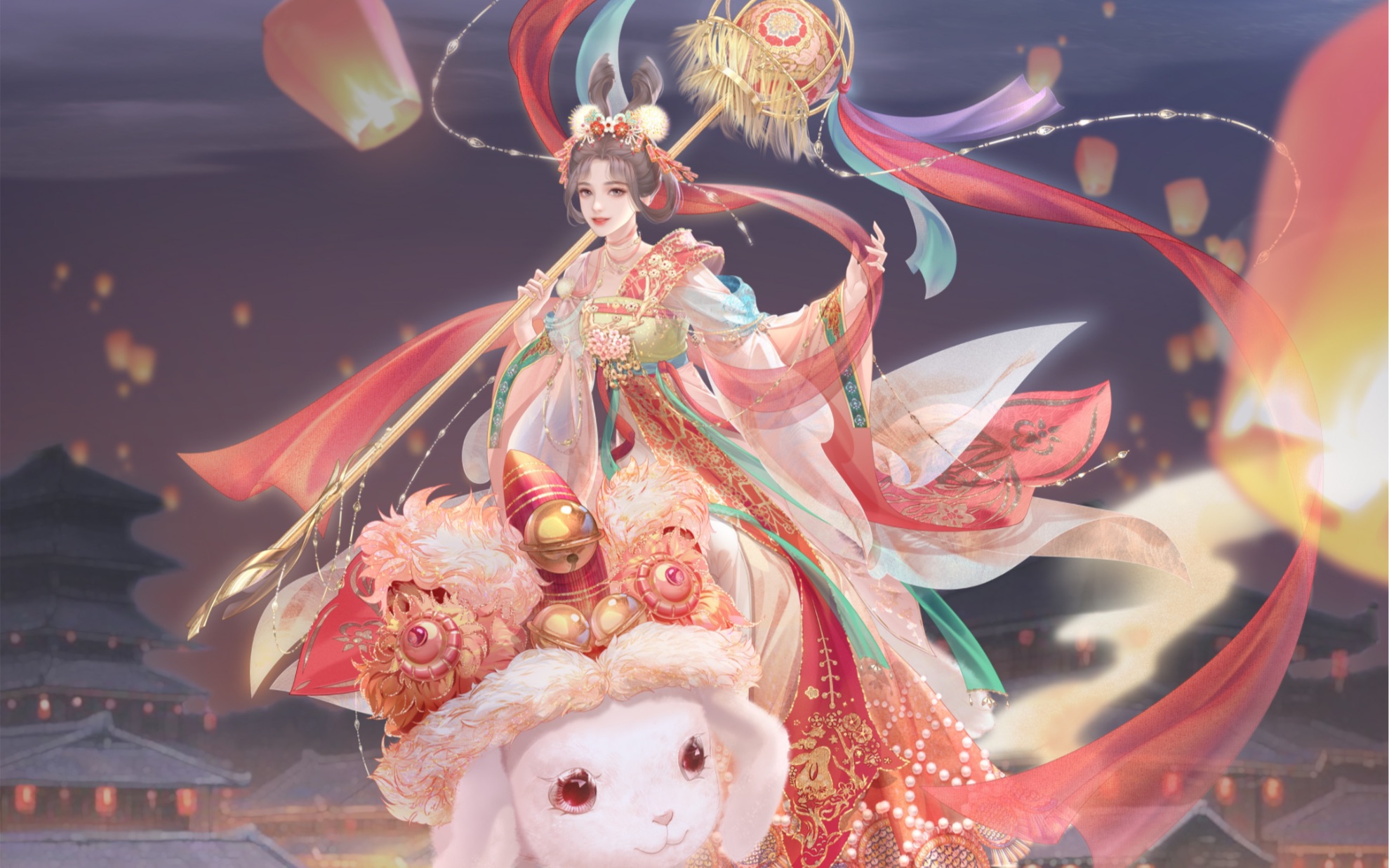 手绘新年贺图,祝大家岁岁平安,事事如意.
