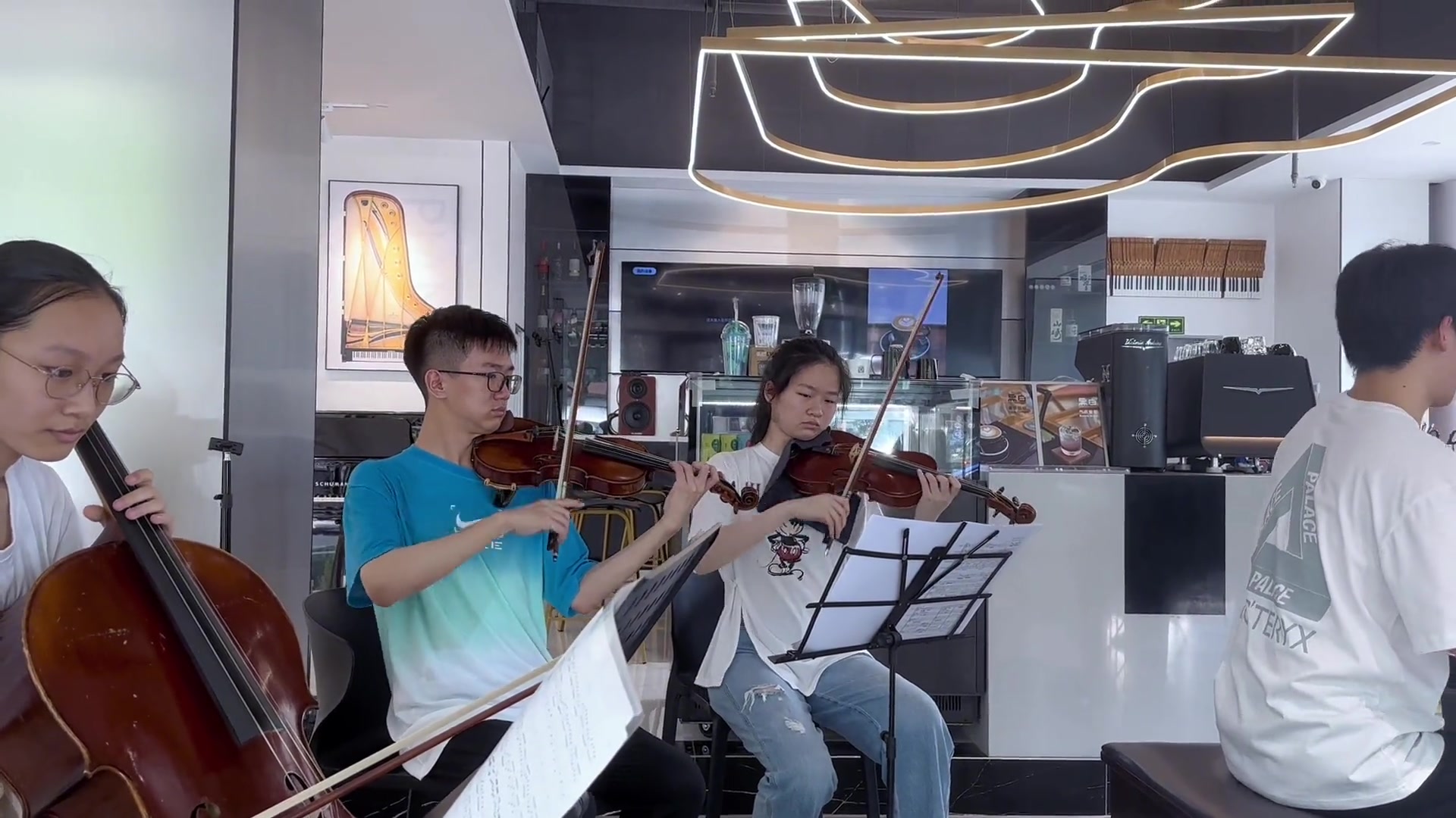 d大调卡农排练片段室内乐小提琴贝贝音乐生日常钢琴耿傲排练日常