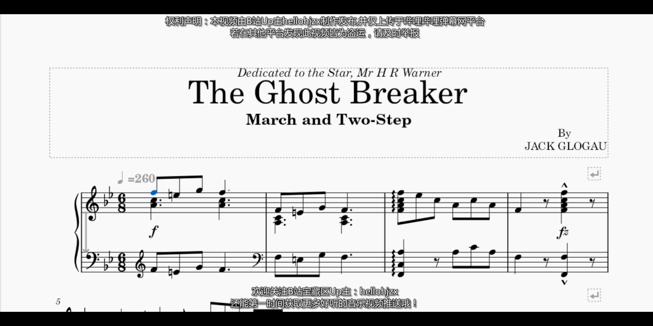 [图]杰克·格洛高：《猎魔人（进行曲与二步舞曲）》-Jack Glogau:The Ghost Breaker （1913年出版）