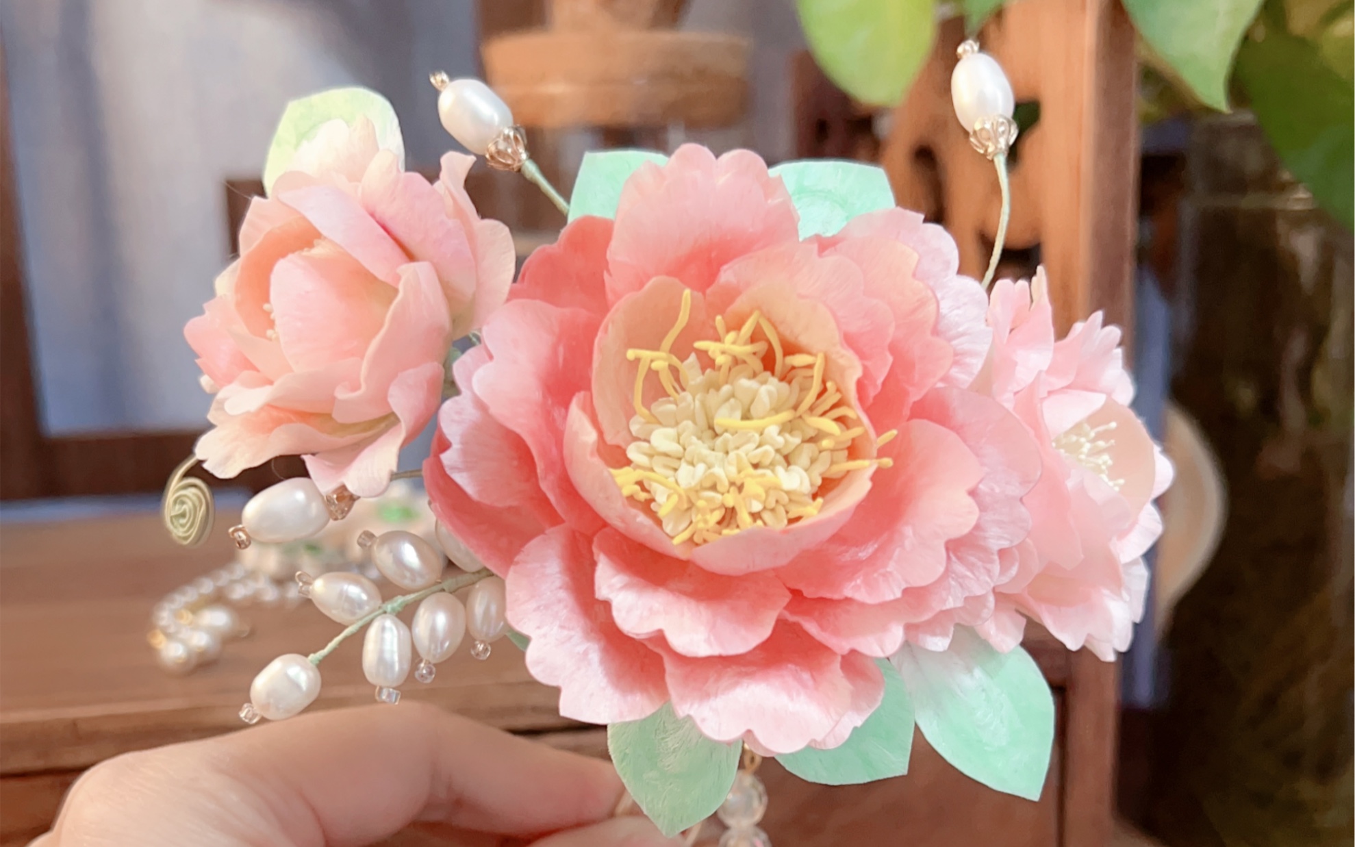 粉色绒花牡丹,没有滤镜