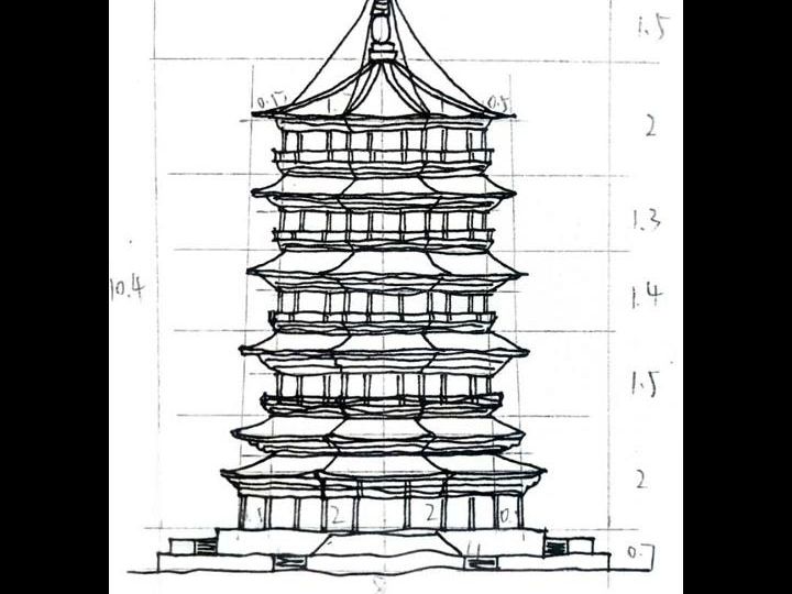 《应县木塔立面图》画法,更多内容欢迎查看《筑岸建筑刷题》小程序上,《中建史绘图题》题库相关内容哔哩哔哩bilibili