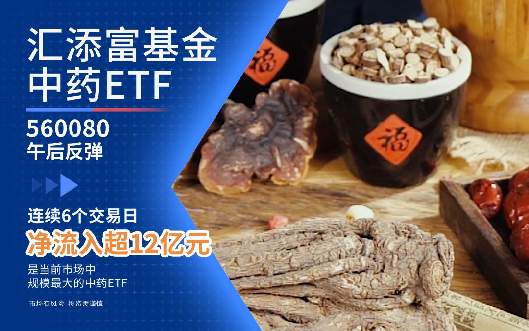 汇添富基金中药ETF(560080)午后反弹,连续6个交易日净流入超12亿元哔哩哔哩bilibili