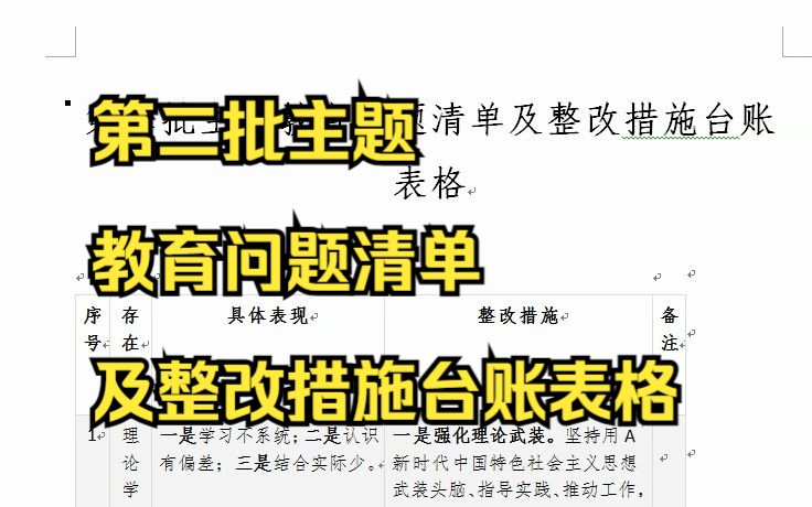 第二批主题教育问题清单及整改措施台账表格哔哩哔哩bilibili