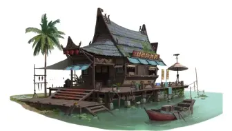 【3dmax场景建模】从拉box开始，教你精准卡线布线，制作一个治愈的漂亮海边房子场景图