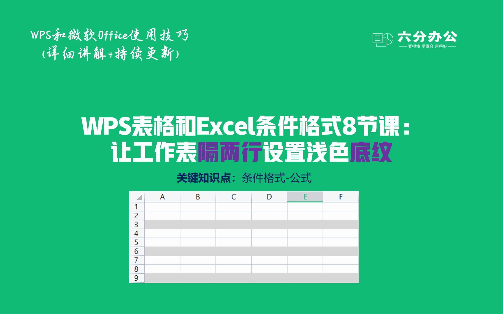 WPS表格和Excel条件格式8节课:让工作表隔两行设置浅色底纹哔哩哔哩bilibili