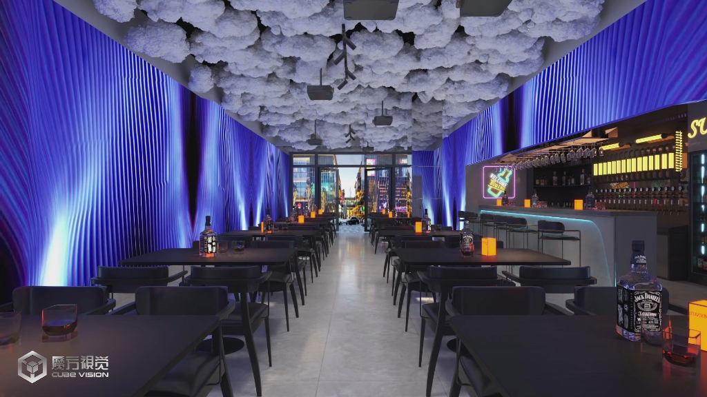 全息餐厅 5d全息投影餐厅,多种主题一键切换,装修简单,只需一面白墙