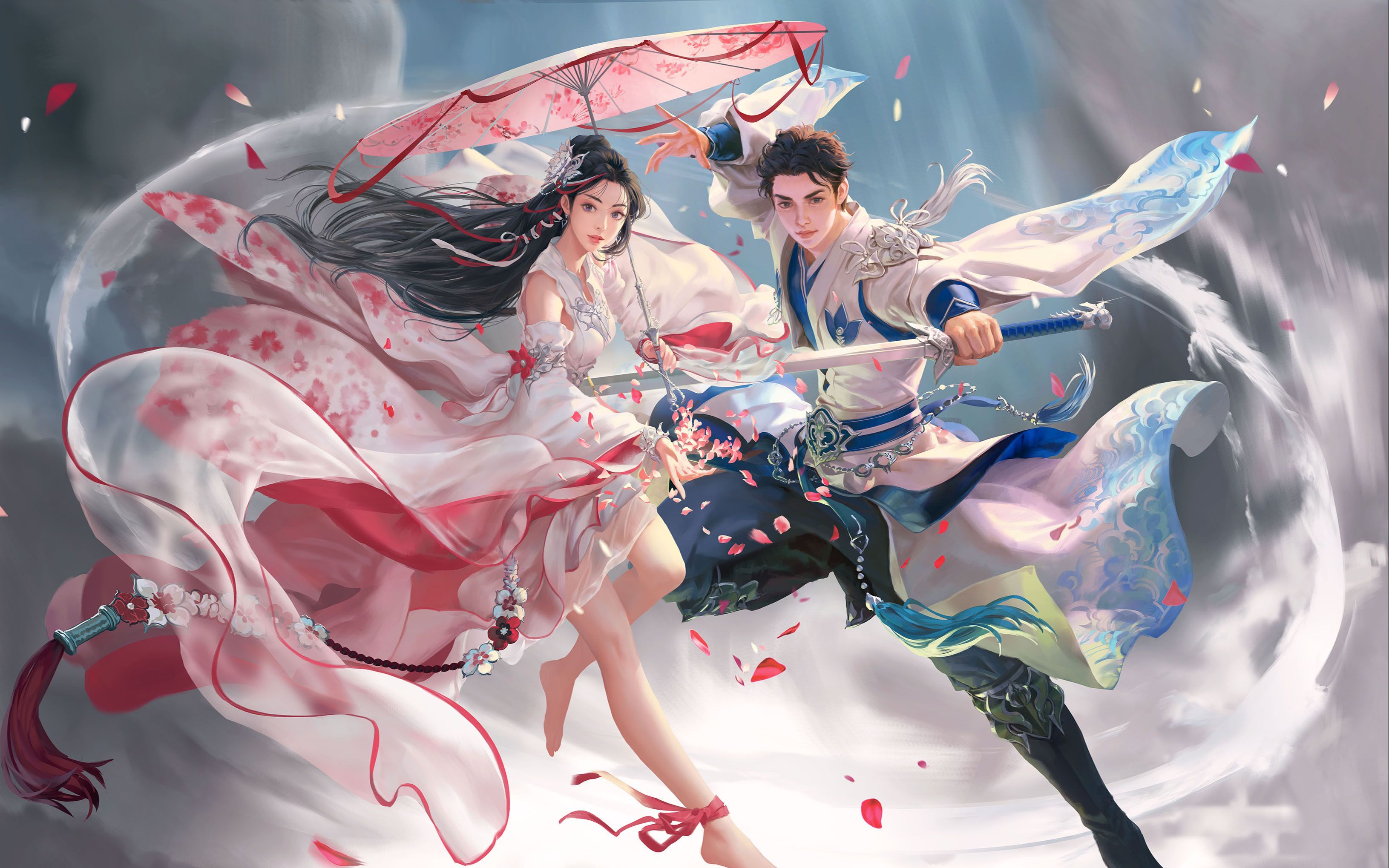 韩国大神seunghee lee天刀古风插画绘画过程