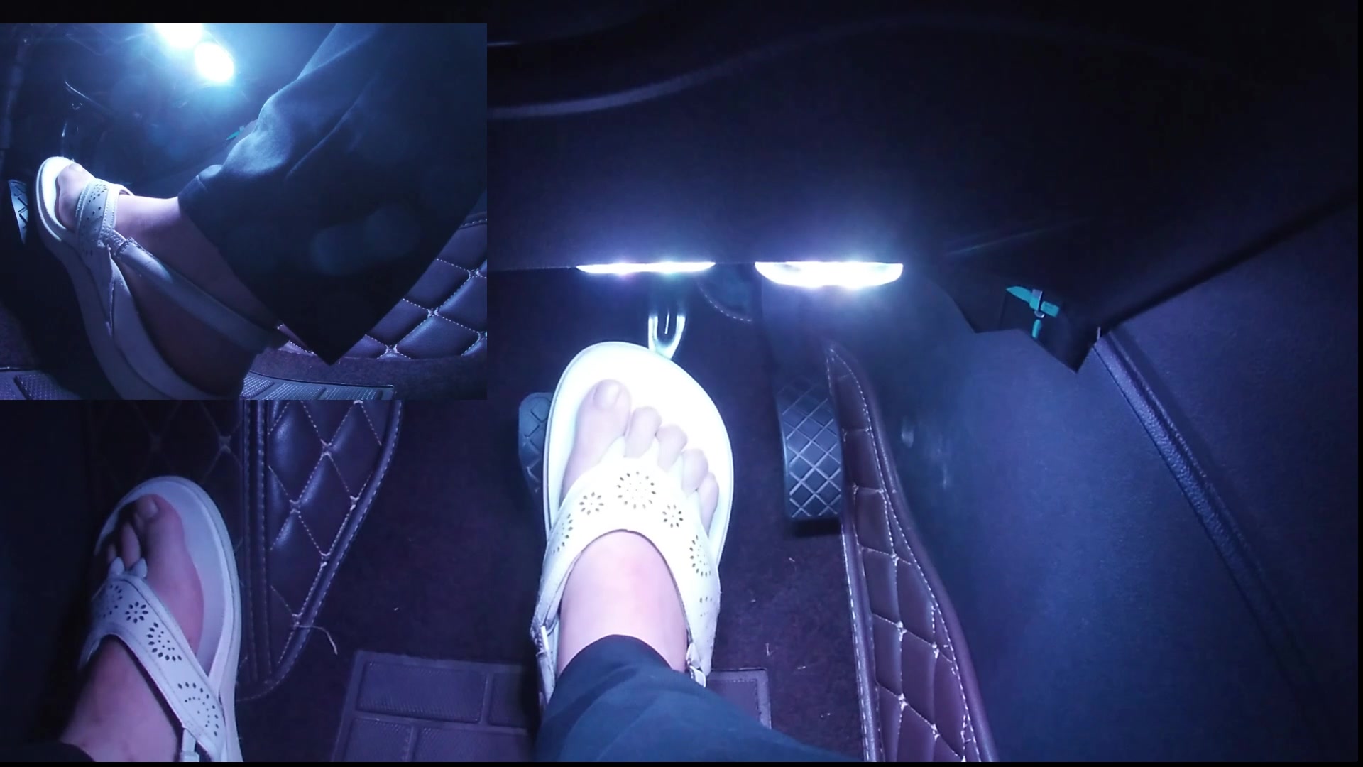 white flat five-toe sandals pedal pumping