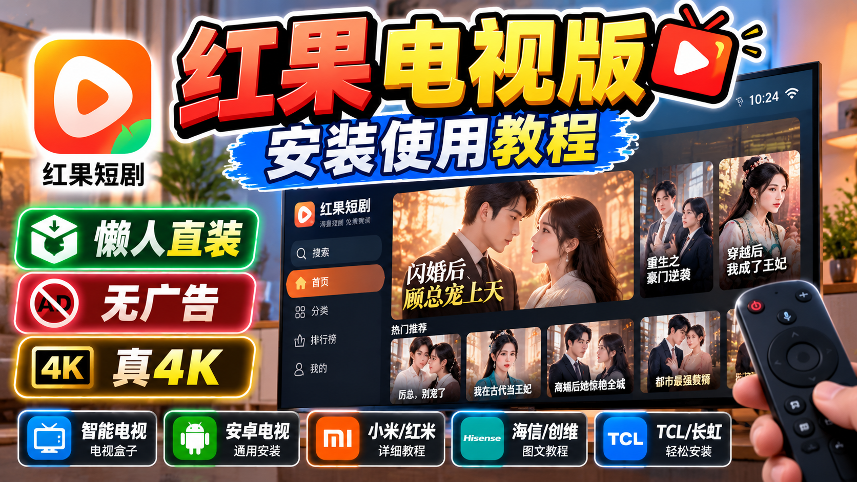 【首发亲测】红果短刷电视TV版正式上线!仅2.5M,电视端实现看短剧自由 | 附下载地址保姆式安装教程