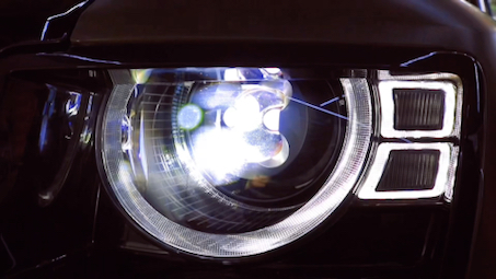 成都路虎卫士标配led升级澳兹姆麒麟r8双直射激光大灯!