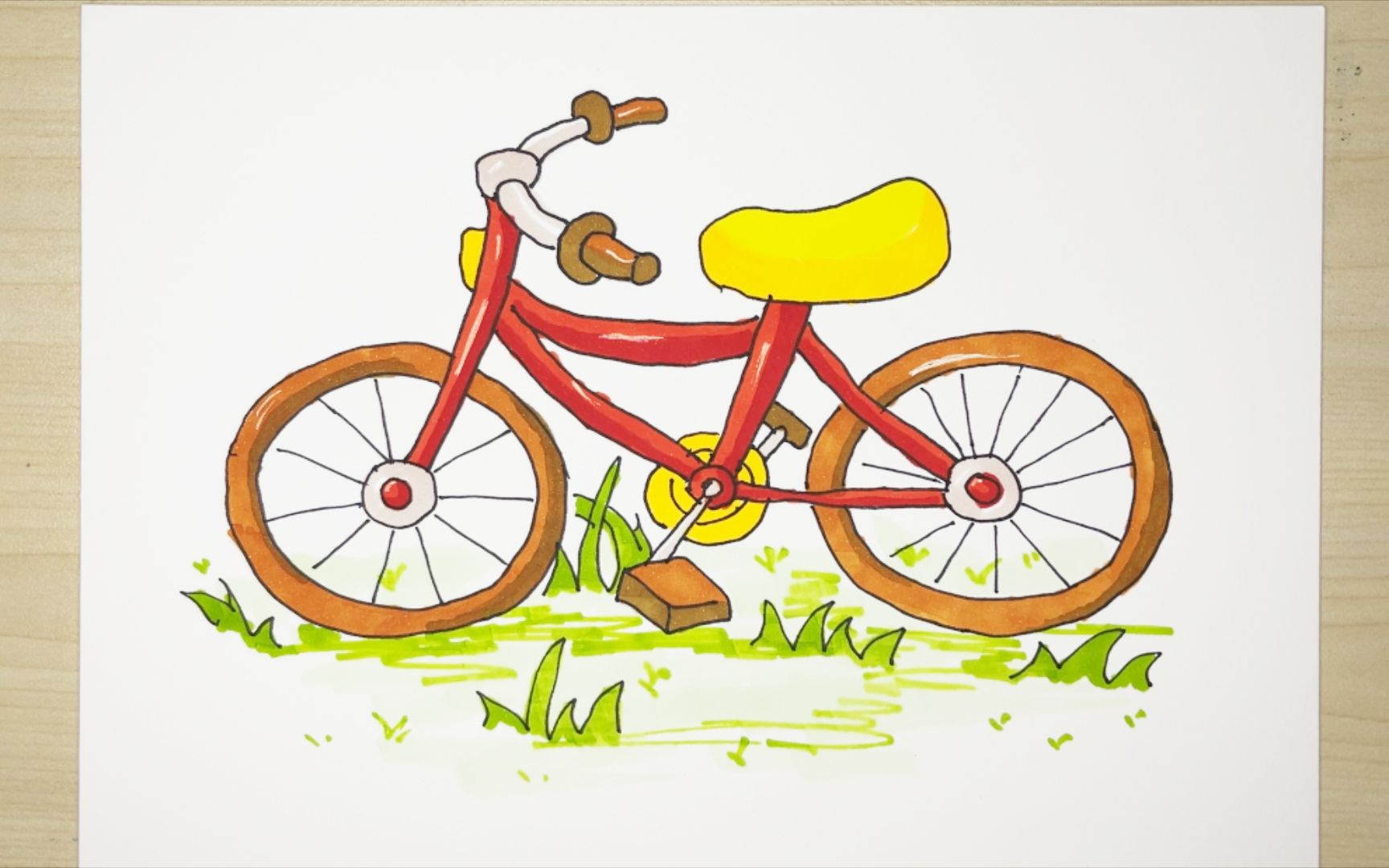 画自行车简笔画彩色图片