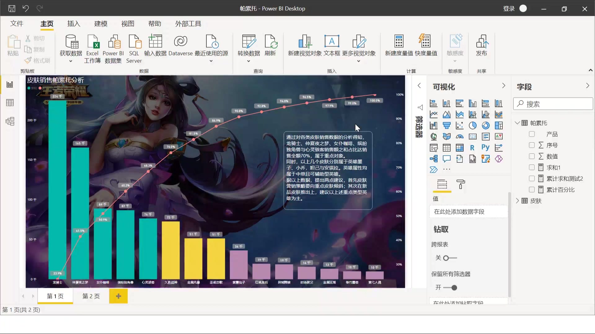 PowerBI帕累托分析实例演示哔哩哔哩bilibili