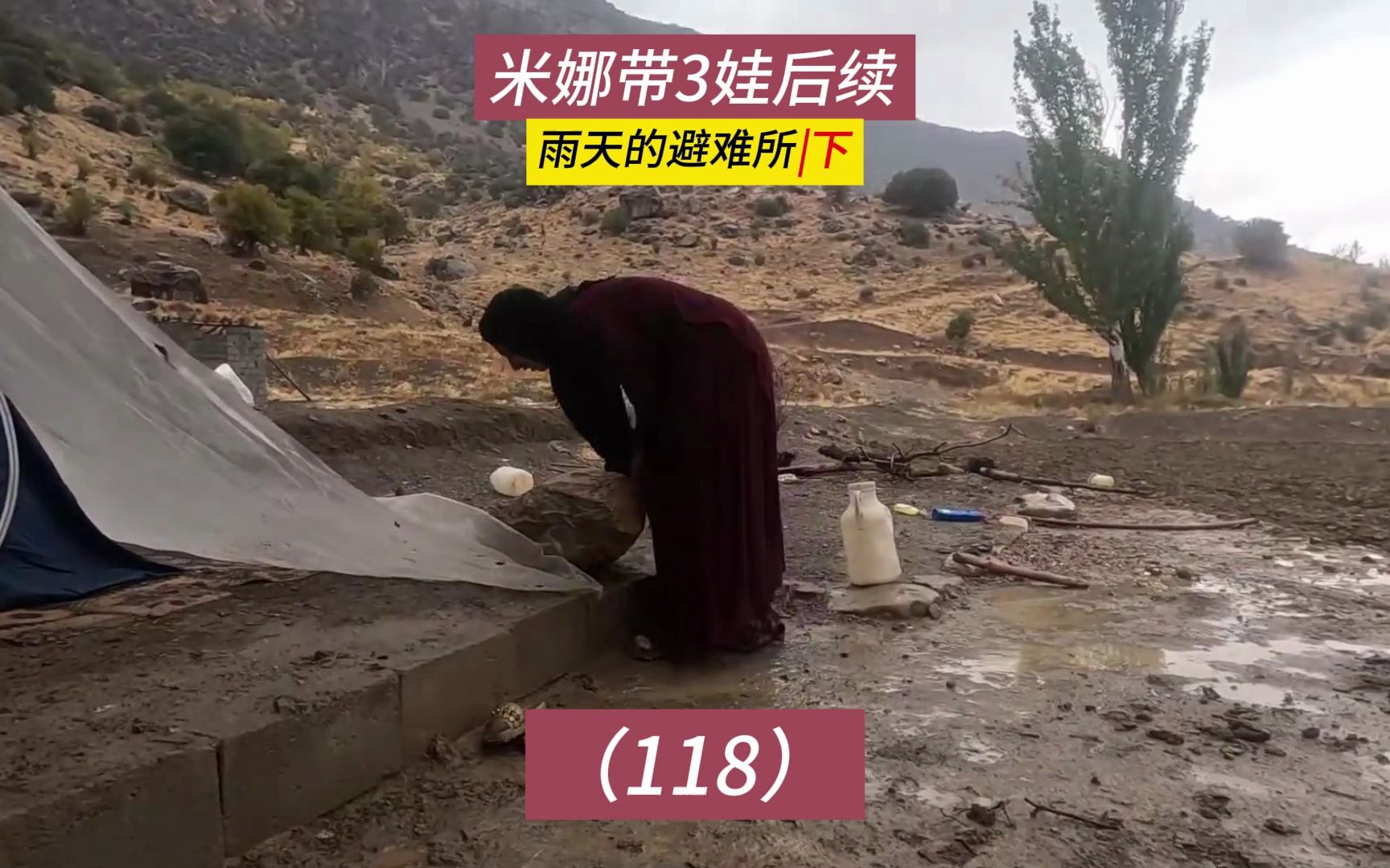 米娜带3娃最新后续118集,遭遇大雨,搭建临时避难所(下)哔哩哔哩bilibili