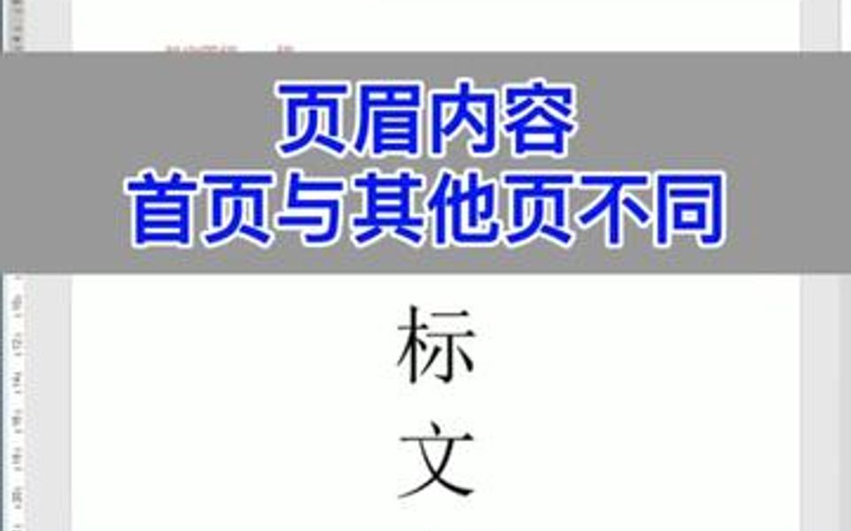 Word:首页的页眉内容,与其它页不同.哔哩哔哩bilibili