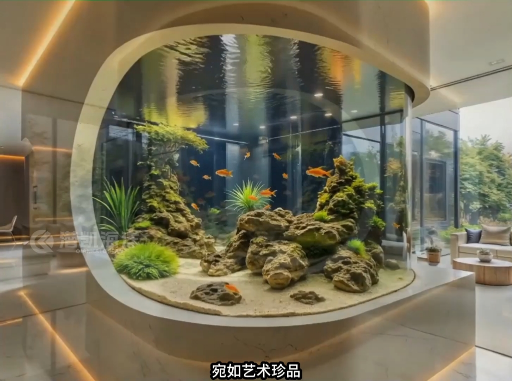 《时尚空间中的异型亚克力观赏鱼缸》这种您喜欢吗?