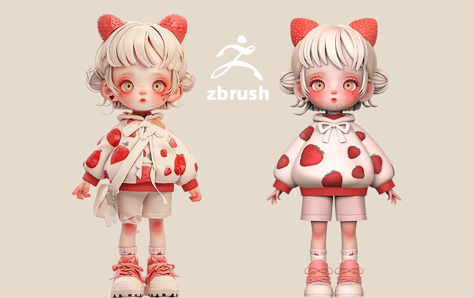 zbrush草莓女孩手办雕刻全流程,新手可学,学会省3w!