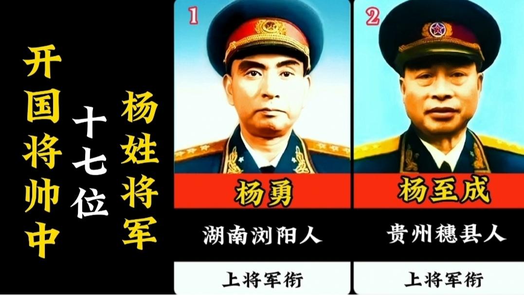 开国将帅中17位杨姓将军,其中上将4位,中将3位,还有很多少将哔哩哔哩bilibili