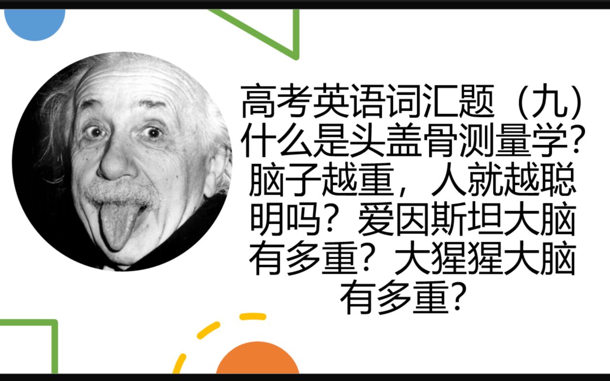 高考英语词汇题(九)什么是头盖骨测量学?脑子越重,人就越聪明吗?爱因斯坦大脑有多重?大猩猩大脑有多重?哔哩哔哩bilibili