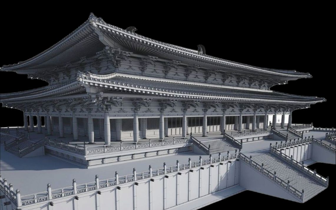 大型古代皇宫宫殿场景建模,中国古代建筑榫桙结构穿插建模技巧超