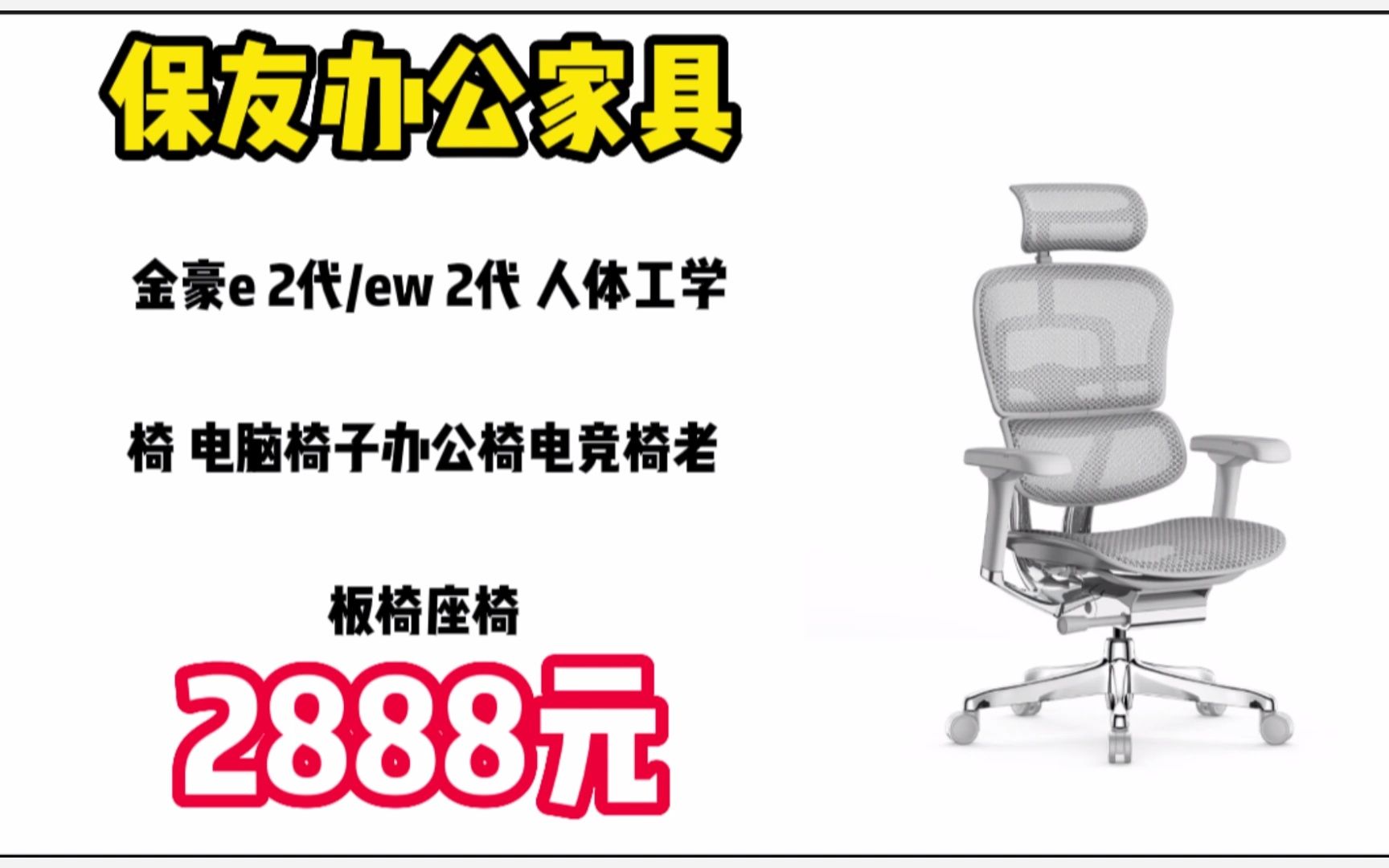 保友办公家具(Ergonor) 金豪e 2代/ew 2代 人体工学椅 电脑椅子办公椅电竞椅老板椅座椅 银白(Q4.0)美国网 精英版 23010831哔哩哔哩bilibili