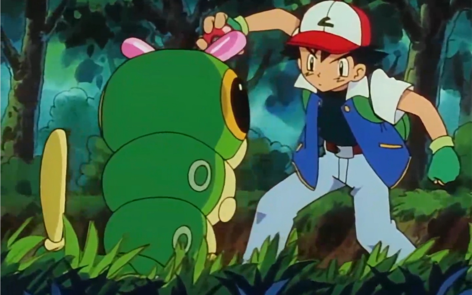 几经辛苦小智成功收复绿毛虫,高清粤语宝可梦