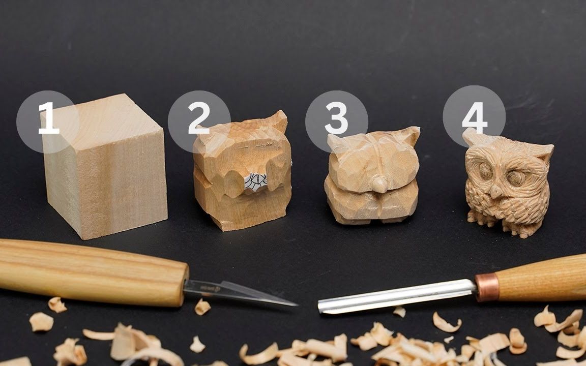【木雕】新手向木雕教程:如何用简单的四个步骤雕刻猫头鹰