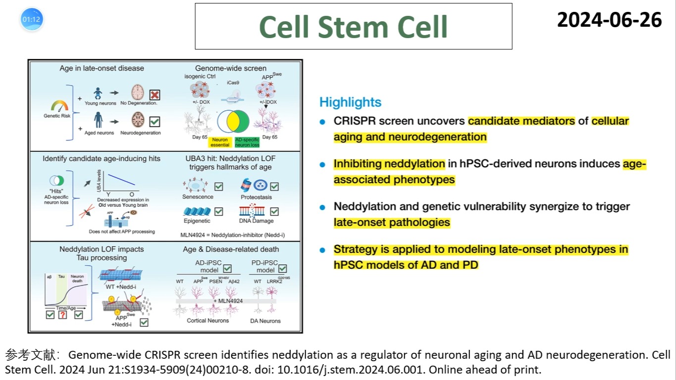 Cell Stem Cell—AD研究重磅:全基因组CRISPR技术揭示类泛素化修饰是神经元衰老和AD神经变性的潜在治疗靶点哔哩哔哩bilibili