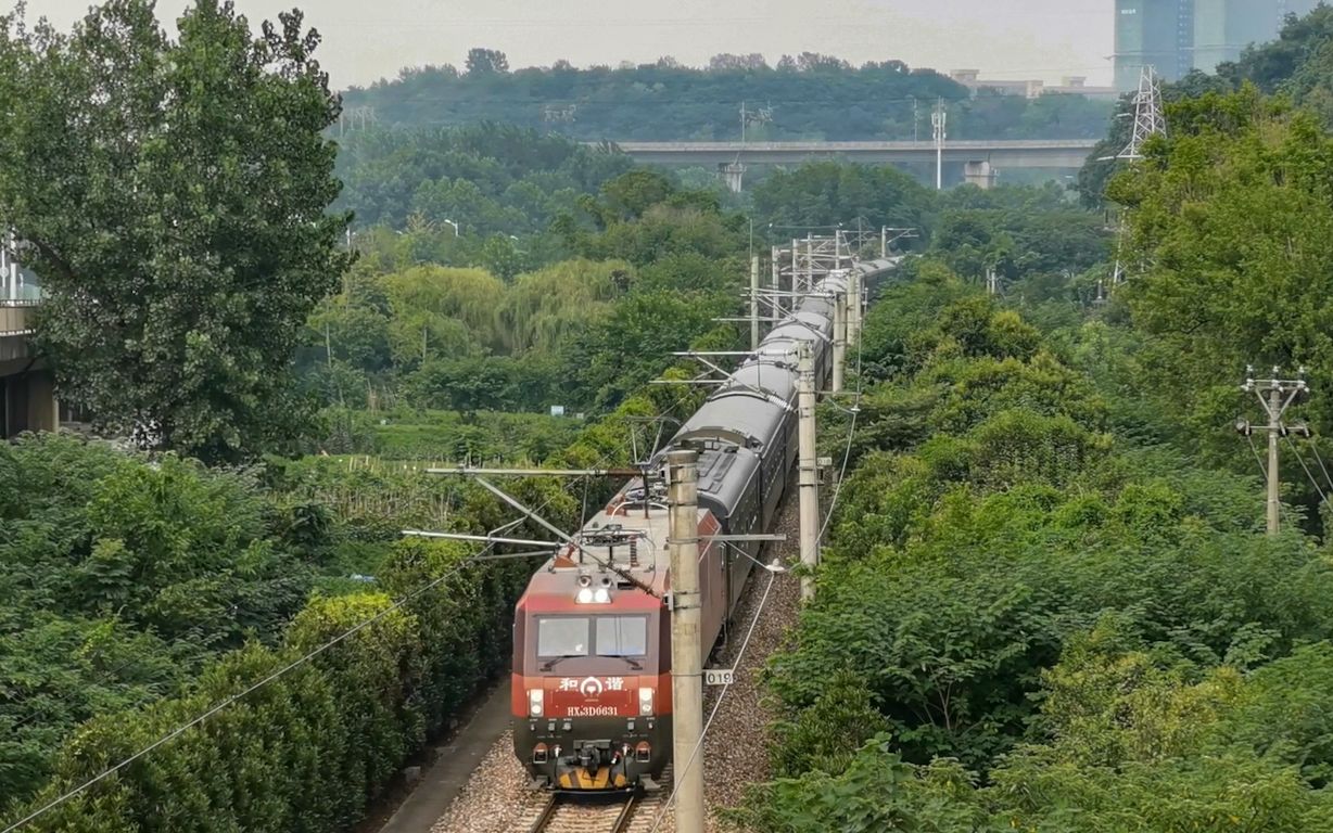 西局西段hxd3d电力机车0631号机钢人铁马号机车牵引杭州——兰州t112