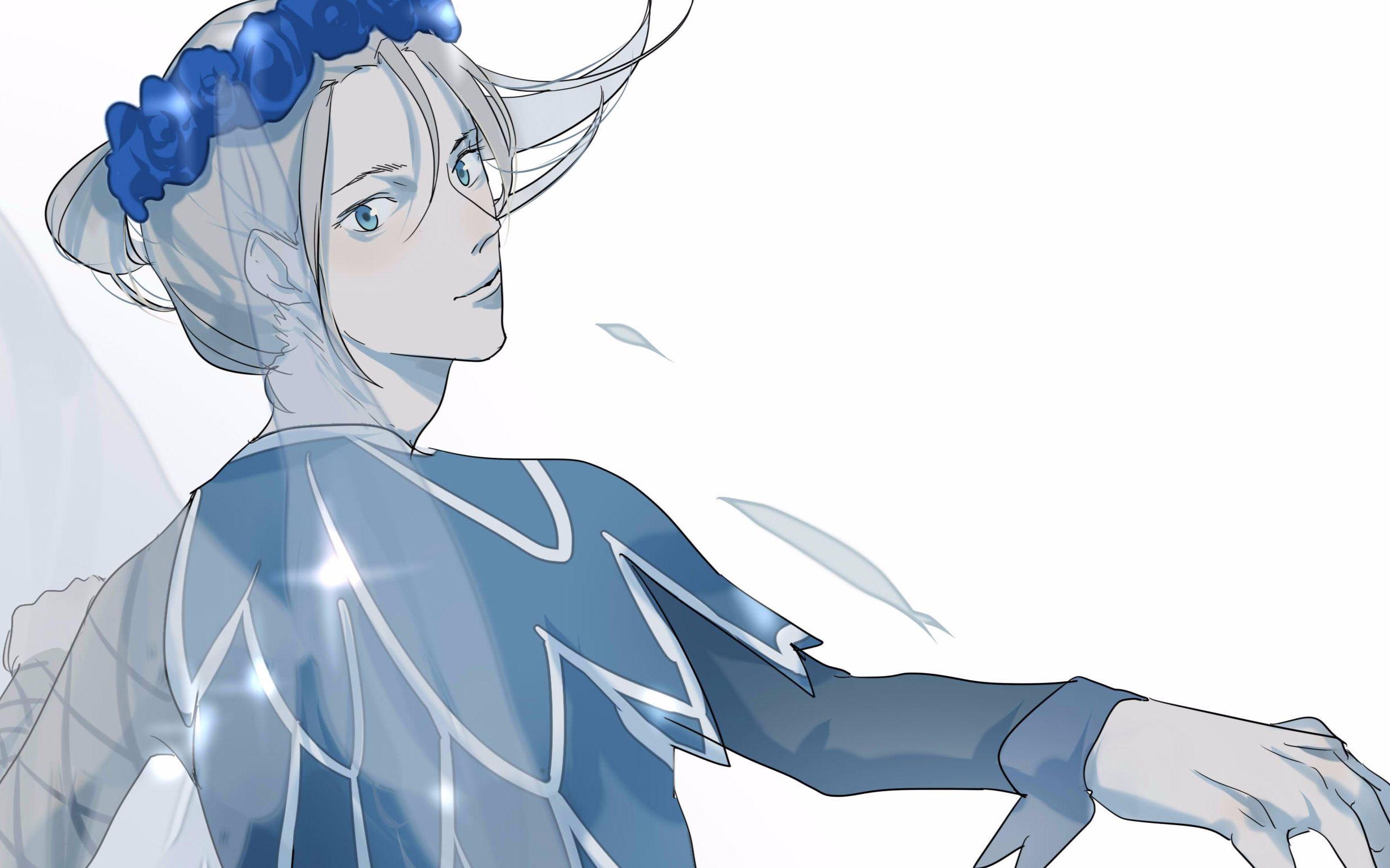 原创冰上的尤里年轻时的victor的绘画过程