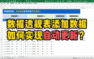 Download Video: Excel大数据分析，数据透视表添加数据，如何实现自动更新？