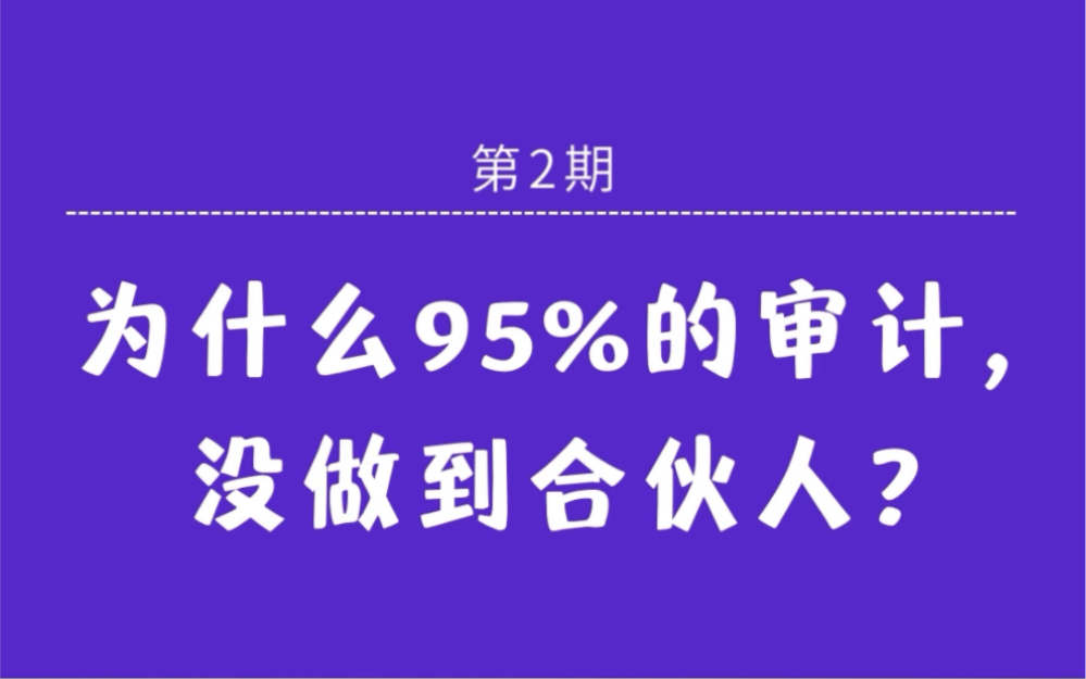 为什么95%的审计,没做到合伙人呢?哔哩哔哩bilibili