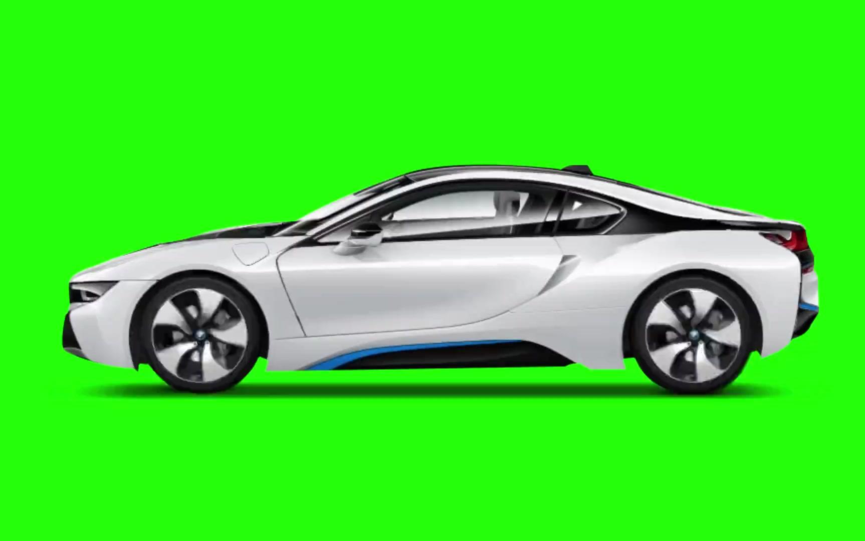 绿幕抠像白色宝马汽车