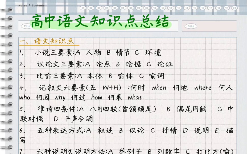 高中語文知識點全部電子這裡啦!加油背起來!