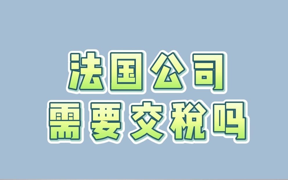 法国公司需要缴税吗哔哩哔哩bilibili