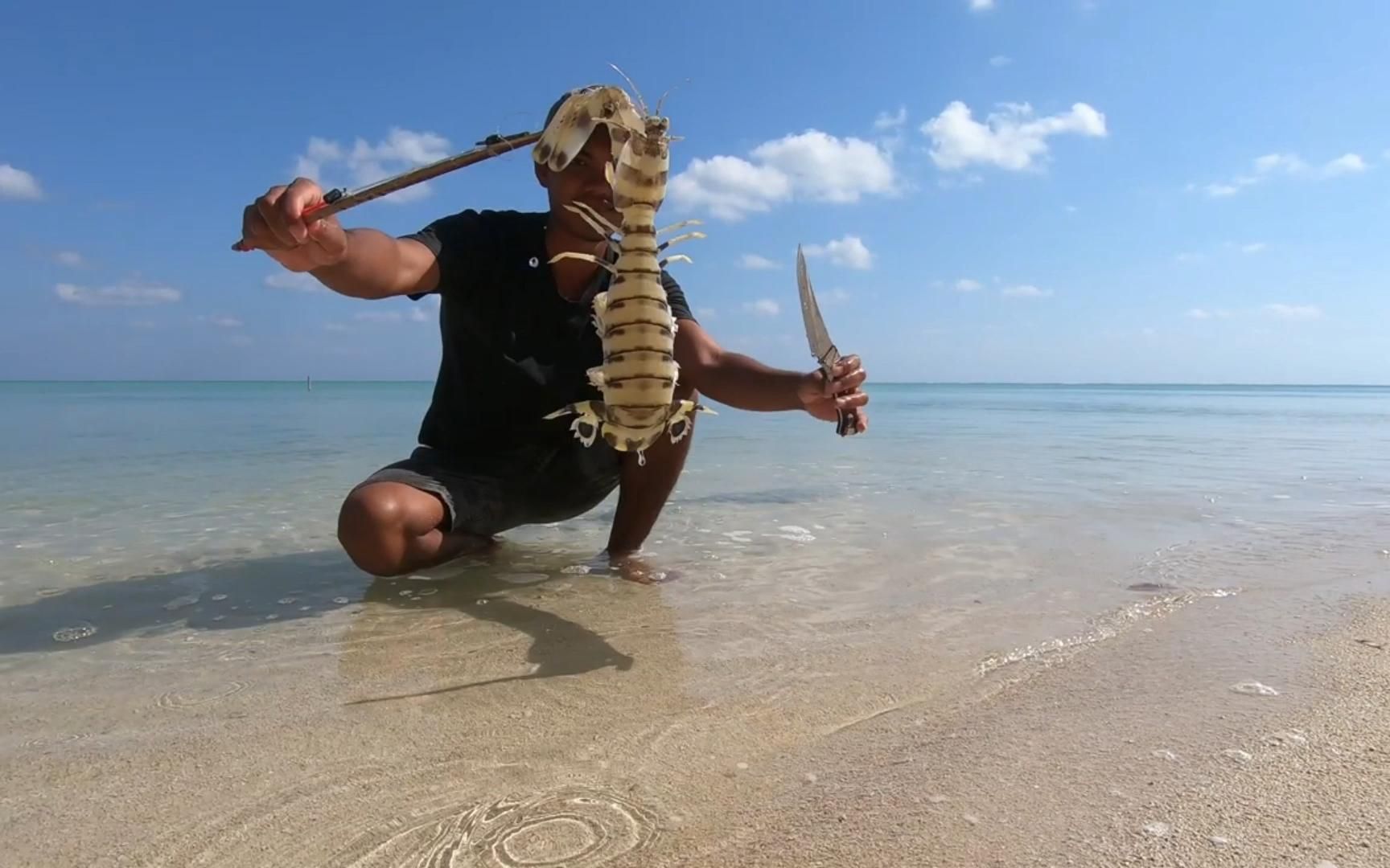 这皮皮虾是真大,泰国海边不光海景漂亮,还能抓到各种好吃的海鲜
